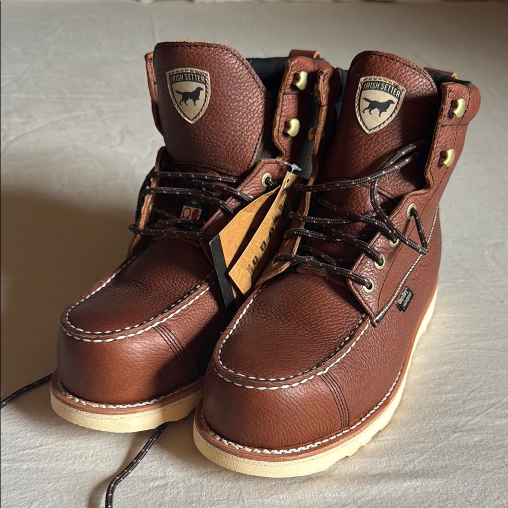 Irish Setter Brown Leather Work Boots Moc Toe